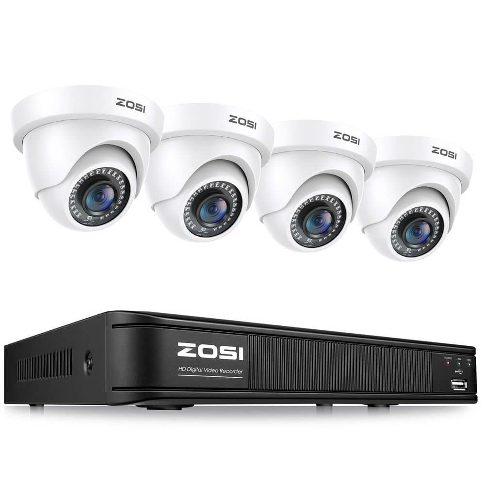 8-Channel H. 265+ DVR Home Security System with 4 Wired 1080P Full HD Outdoor Dome Cameras, 80 ft. Night Vision, White price history on PriceWatchPro