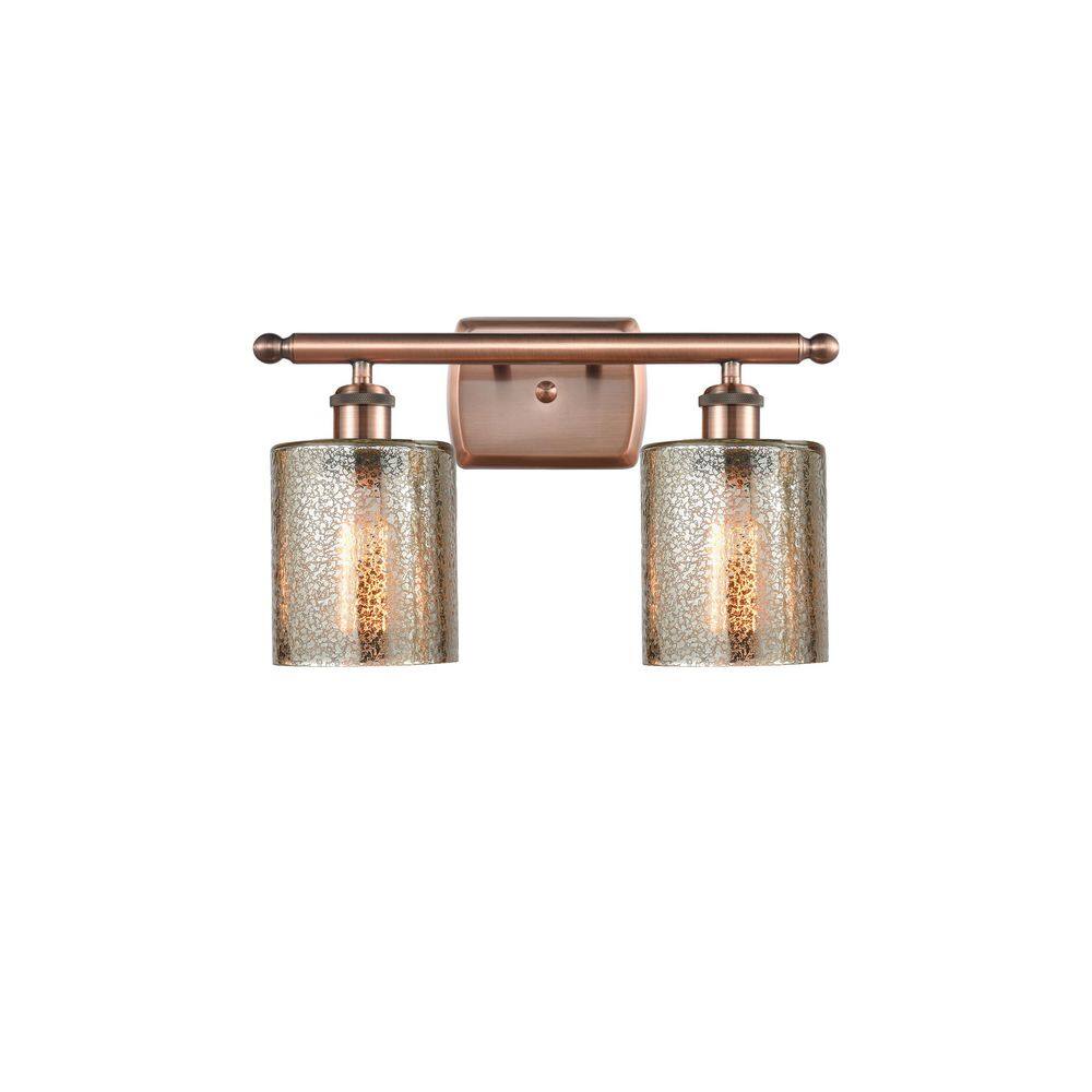 Cobbleskill 16 in. 2-Light Antique Copper Vanity Light with Glass Shade price history on PriceWatchPro