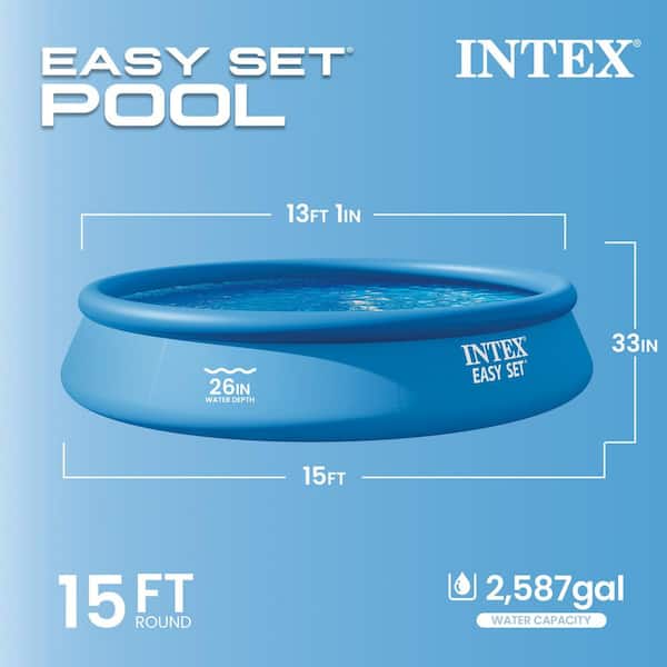 Easy Set 15 ft. Round 33 in. Deep Inflatable Pool Set
