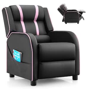 Pink Leather Sofa Armchair Kids Recliner Chair Ergonomic with Footrest Side Pocket