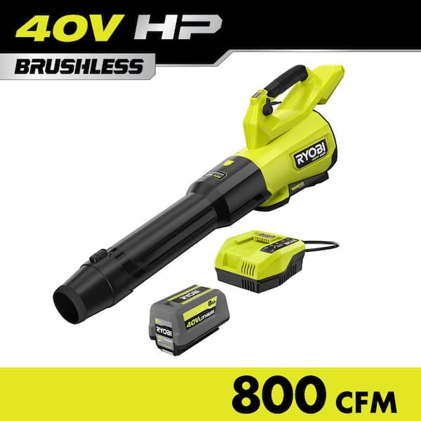 40V HP Brushless Whisper Series 180 MPH 800 CFM Cordless Battery Leaf Blower with 8.0 Ah Battery and Charger