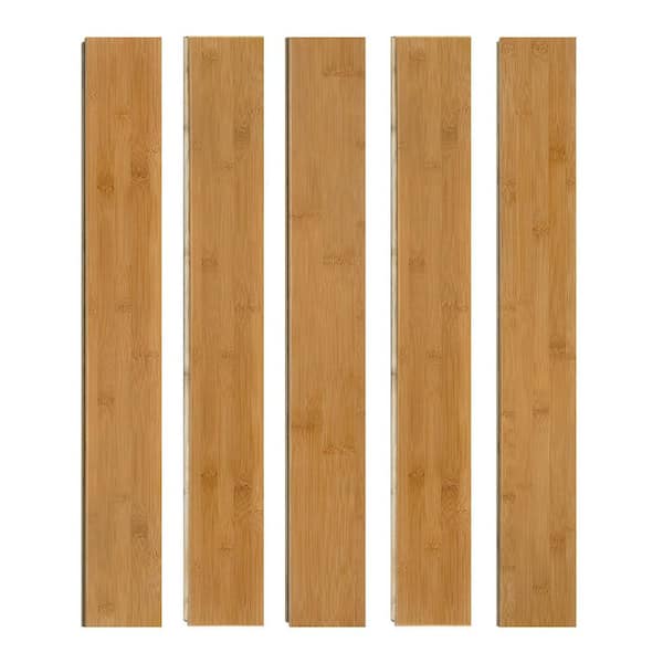 40.15" L x 5.11" W x 0.6 " T Light Honey Prefinished Solid Bamboo Plank Flooring, Tongue and Groove (20 sq. ft. /case)