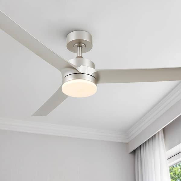 52 in. Indoor Nickel 6-Speed Standard Ceiling Fan with 3000K/4500K/6500K Adjustable White LED Light with Remote Control