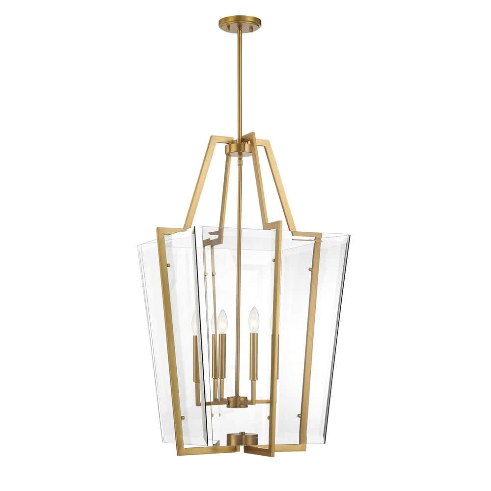 Savoy House Farell 4-light Warm Brass Pendant Light with Clear Beveled ...