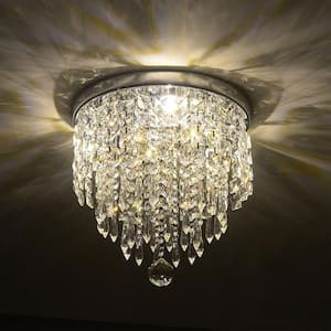 8.7 in. 3-Light Chrome Flush Mount Chandelier with K9 Crystals