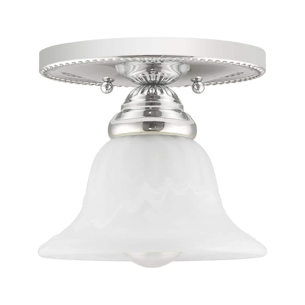 Edgemont Polished Chrome 7" Flush Mount with White Alabaster Glass