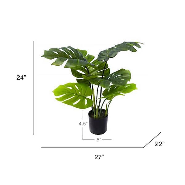 LIVING LUXURY 2 ft. Artificial Monstera Plant Split Leaf Philodendron Tree  in Pot 60449-GR - The Home Depot