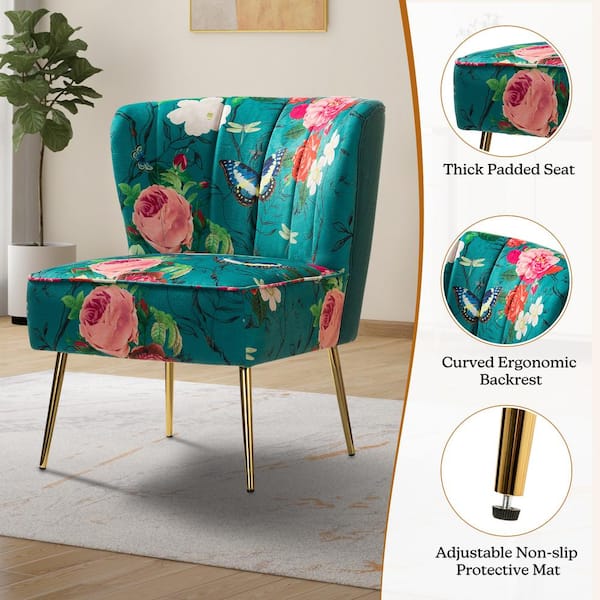 JAYDEN CREATION Mδ nico Contemporary and Classic Teal Comfy Accent Arm  Chair with Metal (Set of 2) CHWH0284-TEAL-S2 - The Home Depot