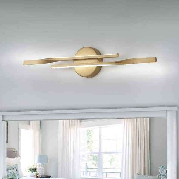 EDISLIVE Holiday 23.6 in. 2-Light 15-Watt Integrated LED Gold Modern Bath Vanity Light