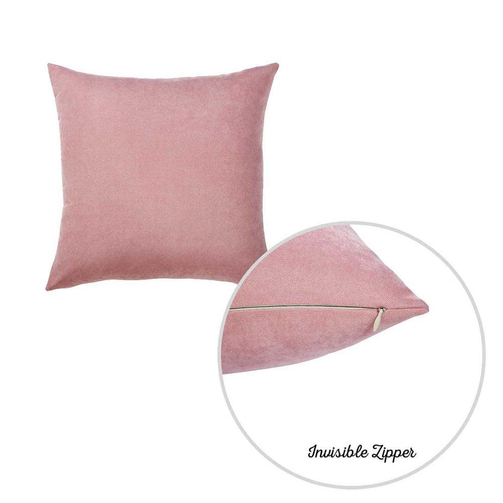 Light Pink Polyester Euro Square Pillow Covers Set of 4