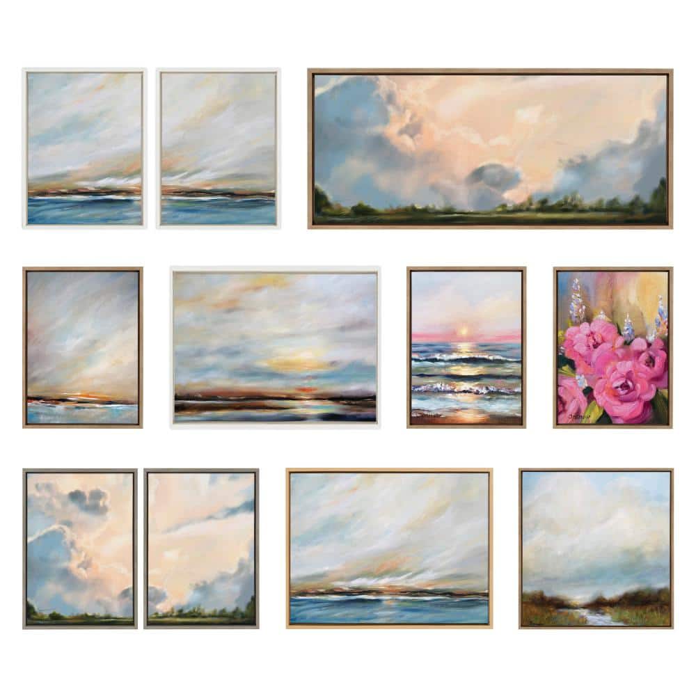 22" x 22" Gold Framed Abstract Olive Tree Canvas Art Set