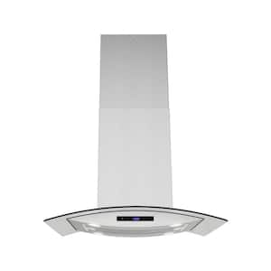 30 in. Merone Ducted Island Range Hood in Brushed Stainless Steel, Mesh Filters, Touchpad Control, LED Lights