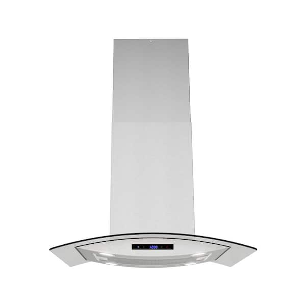 Streamline 30 in. Merone Ducted Island Range Hood in Brushed Stainless Steel, Mesh Filters, Touchpad Control, LED Lights