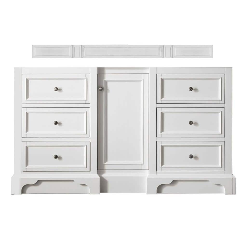 Bright White Solid Wood 60" Single Bathroom Vanity Base