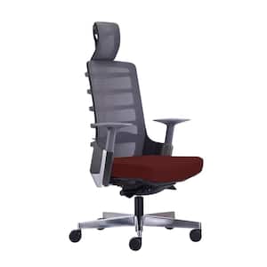 Mesh High Back Red Fabric Seat Swivel Ergonomic Executive Office Chair with Adjustable Arms and Fixed Headrest
