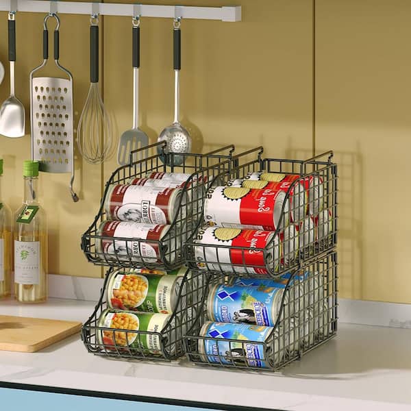 Numhew 4-Pack Stackable Canned Food Organizer with Handles for