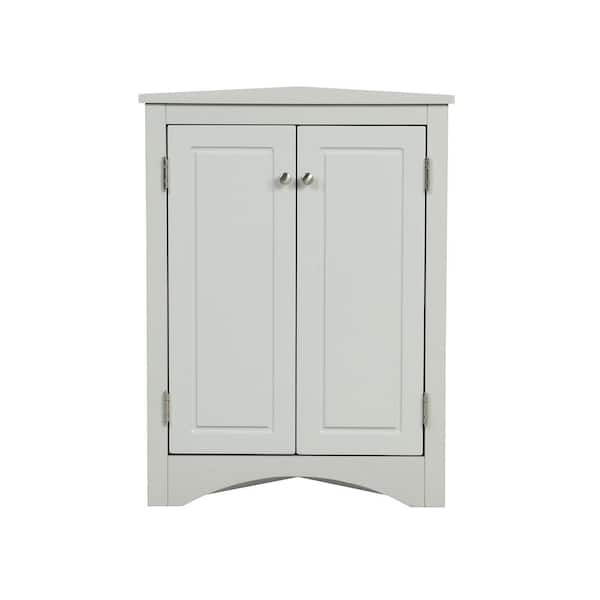 Unbranded 17 in. W x 17 in. D x 32 in. H Gray Linen Cabinet, Triangle Bathroom Storage Cabinet Adjustable Shelves
