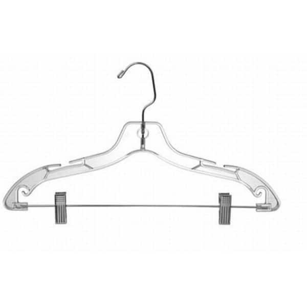 Hanger Central Durable Clear Plastic Pants Clothing Hangers with Clips, 14  inch, 25 Pack