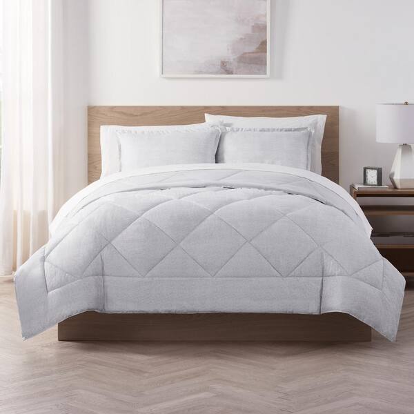 Serta Supersoft 3 Piece Light Grey, Light Grey Bed Comforter Set Queen