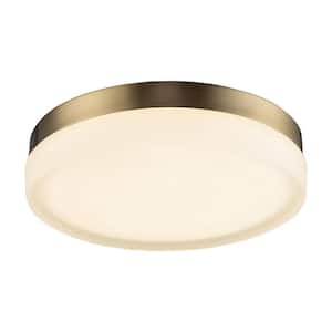 Fulton 11 in. Cool Brass Modern Flush Mount with Frosted Shade
