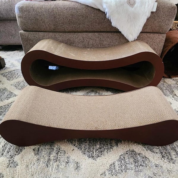 ATENGNES 2 in 1 Cat Scratcher Cardboard Cat Scratching Board Furniture Protector Cat Beds for Indoor Cats Infinity Shape