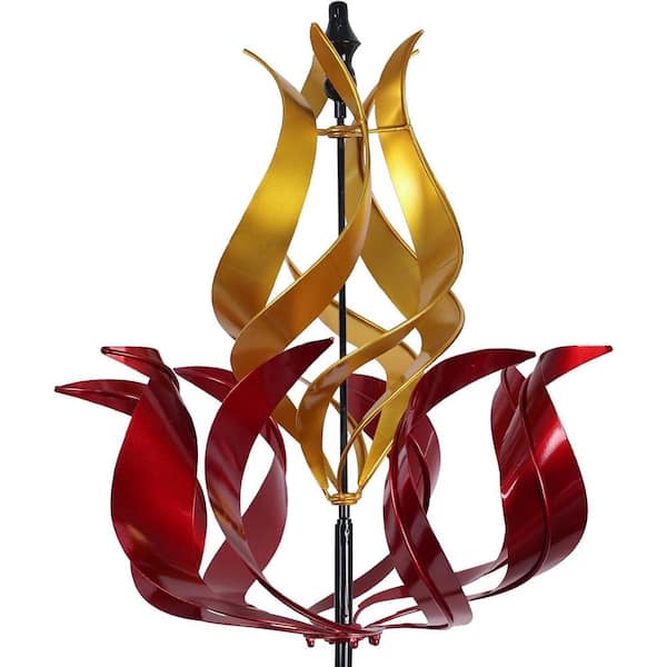 Metal Tulip Wind Spinner with Stake