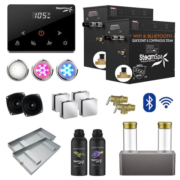 SteamSpa Black Series 21000-Watt Steam Generator with Wireless Remote, BLUETOOTH, WIFI and Dual Aroma Pump in Polished Chrome