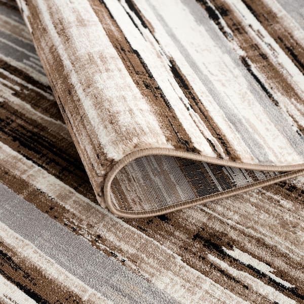 Montage Collection - Modern Runner Area Rug (7x10 feet) Abstract - 6'6" x 9'4", Beige