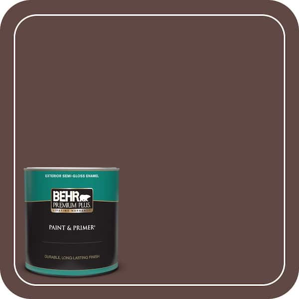BEHR PREMIUM PLUS 1 qt. #710B-7 Rich Mahogany Semi-Gloss Enamel Exterior Paint & Primer