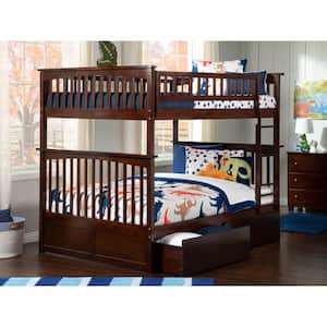 Columbia Bunk Bed Full Over Full with 2 Urban Bed Drawers in Walnut