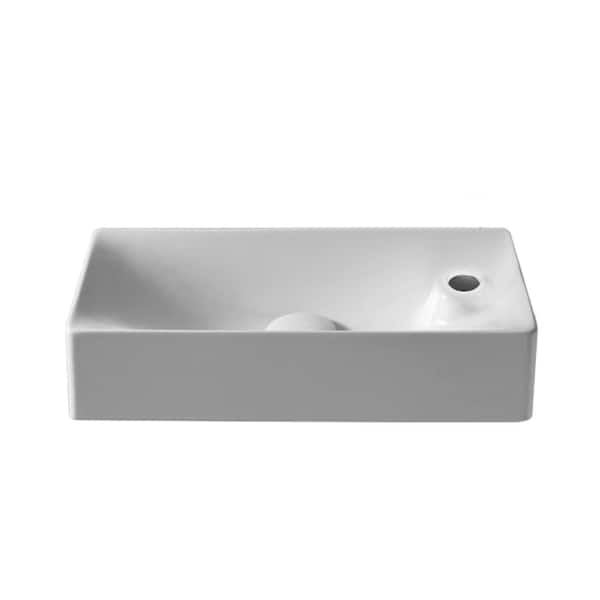 Nameeks Soft Rectangular Wall Mounted Bathroom Sink in White