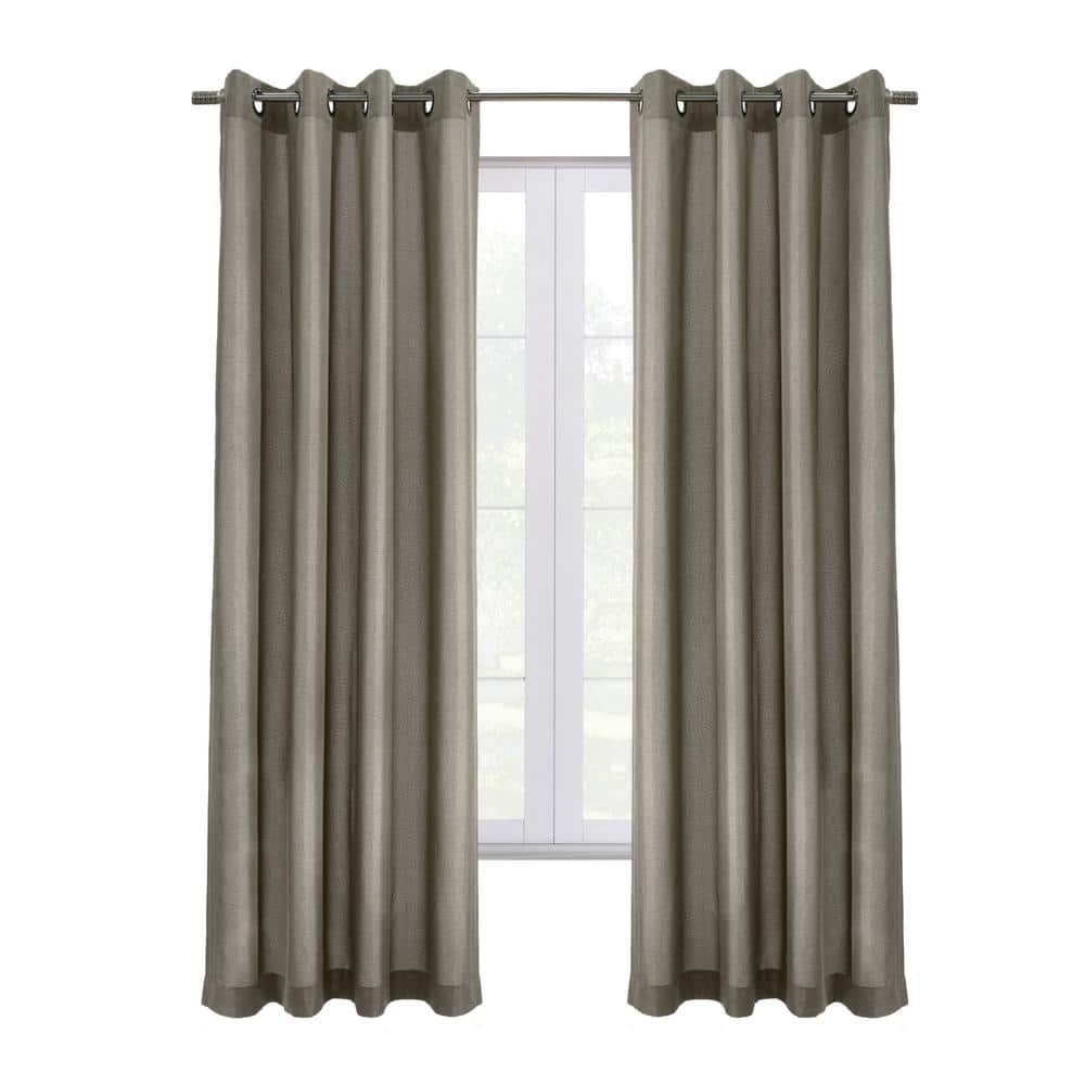 Edison Light Grey Polyester Textured 52 in. W x 63 in. L Grommet Indoor Bla