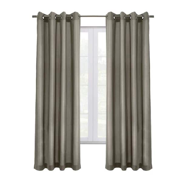 Unbranded Edison Light Grey Polyester Textured 52 in. W x 63 in. L Grommet Indoor Blackout Curtain (Single Panel)