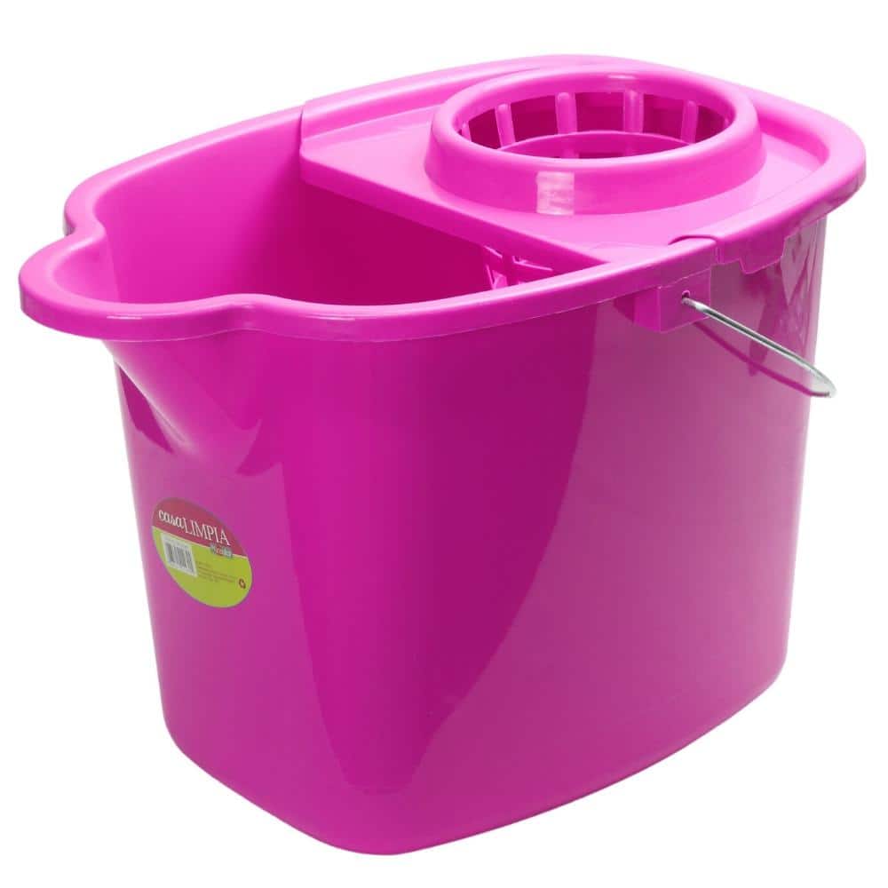 Terugbetaling rib binnenplaats casa LIMPIA 14 qt. Mop Plastic Bucket with Strainer 354 - The Home Depot
