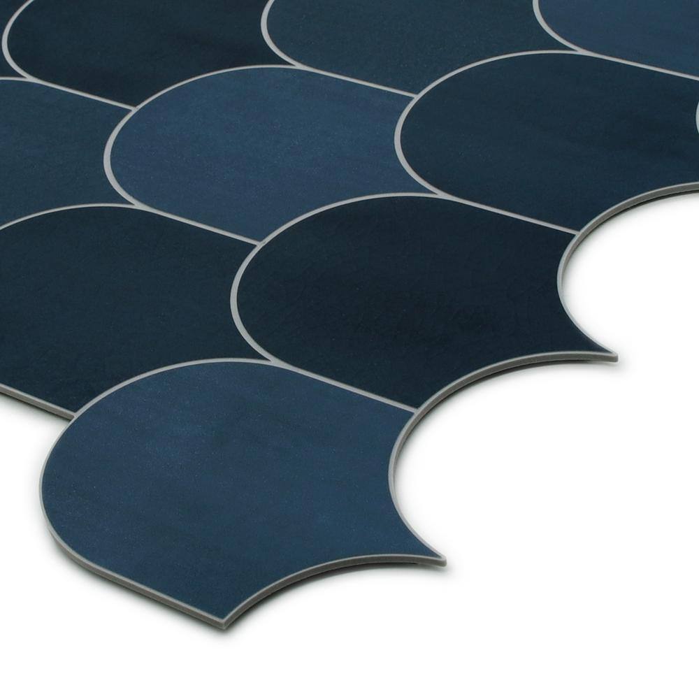 Blue Fish Scale Peel and Stick Mosaic Tile Sheets