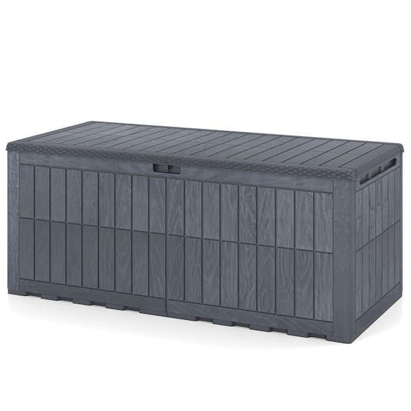 180 Gal. 60.5 in. D Gray Deck Box with Lid and Handles