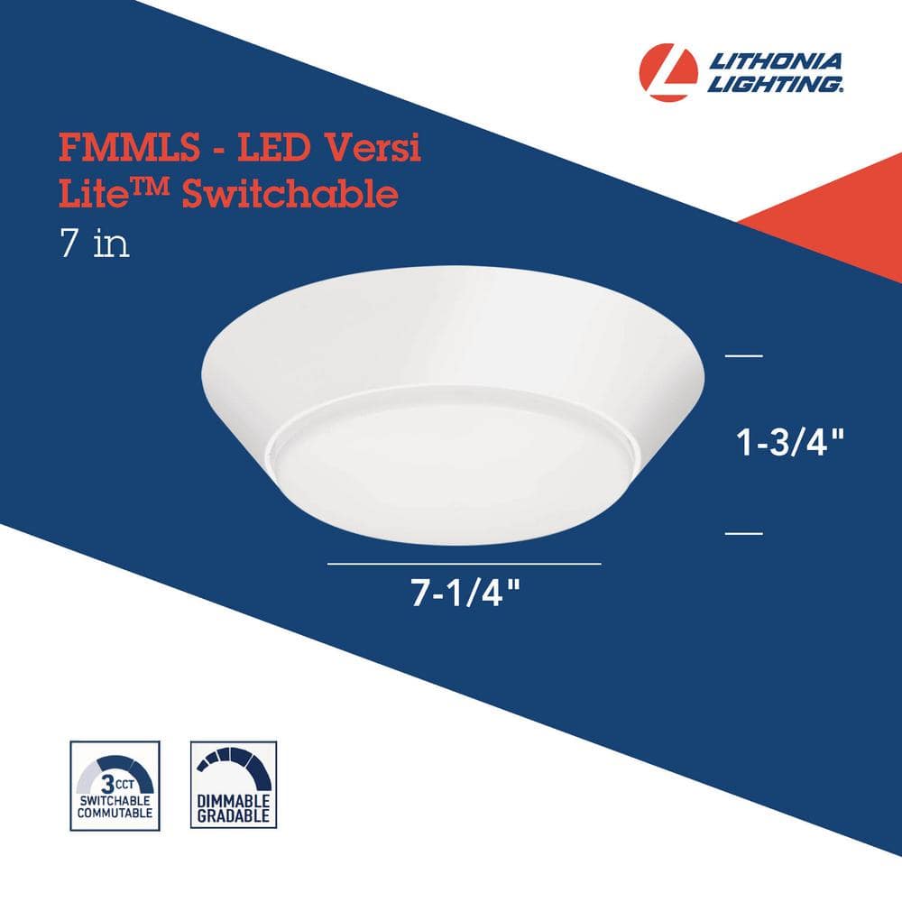 Versi Lite 7" Matte White Aluminum LED Flush Mount with Acrylic Shade