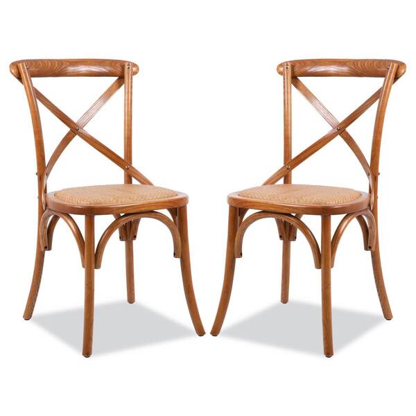 Poly and Bark Cafton Honey Oak Crossback Chair (Set of 2)