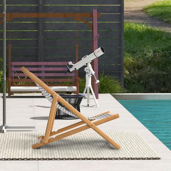 Costway Natural Folding Bamboo Sling Outdoor Lounge Chair in