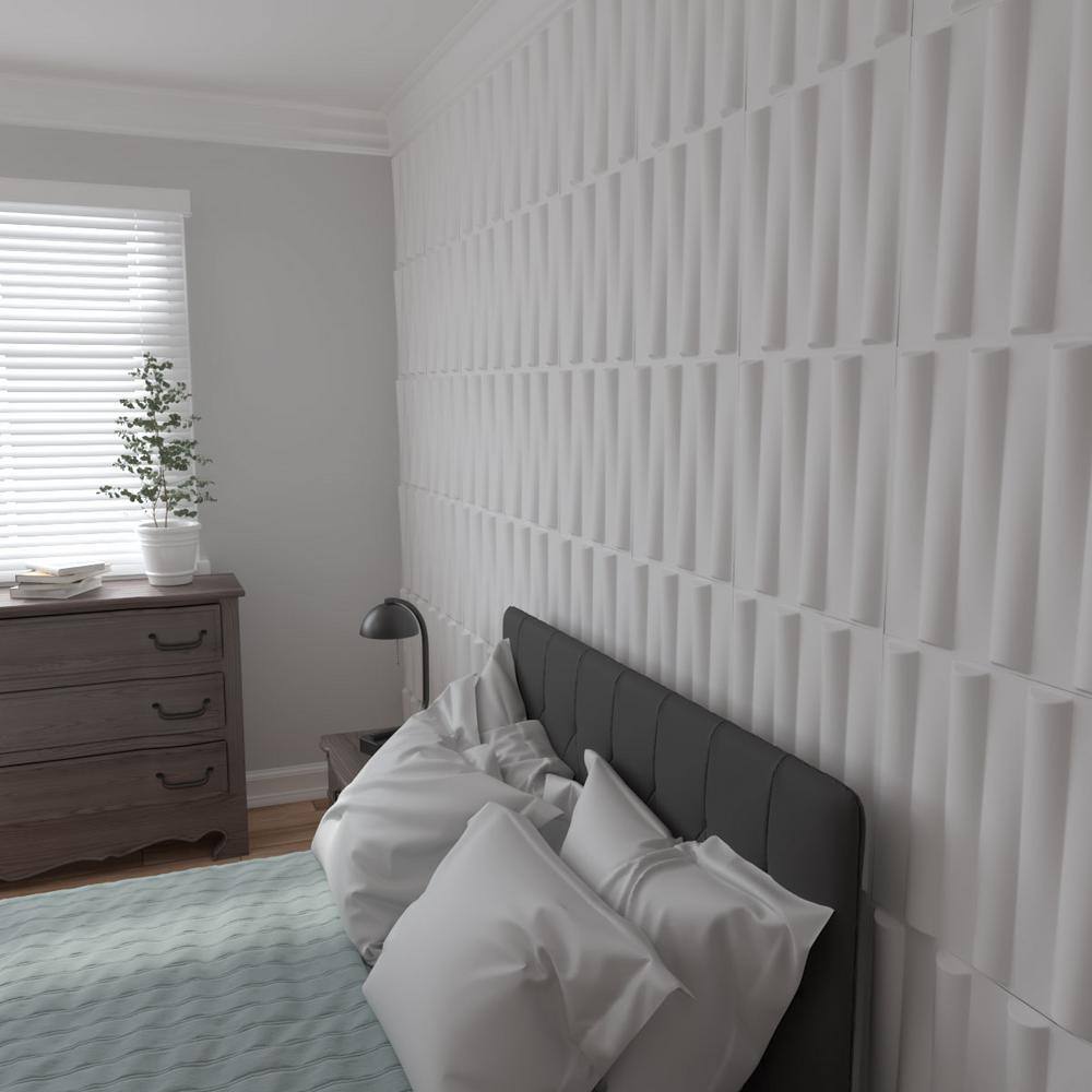 White Textured PVC 3D Decorative Wall Panel 19 5/8" x 19 5/8"