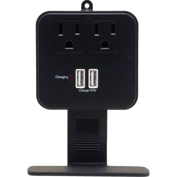 GE 2 USB/2 AC Surge Protector with Charging Shelf