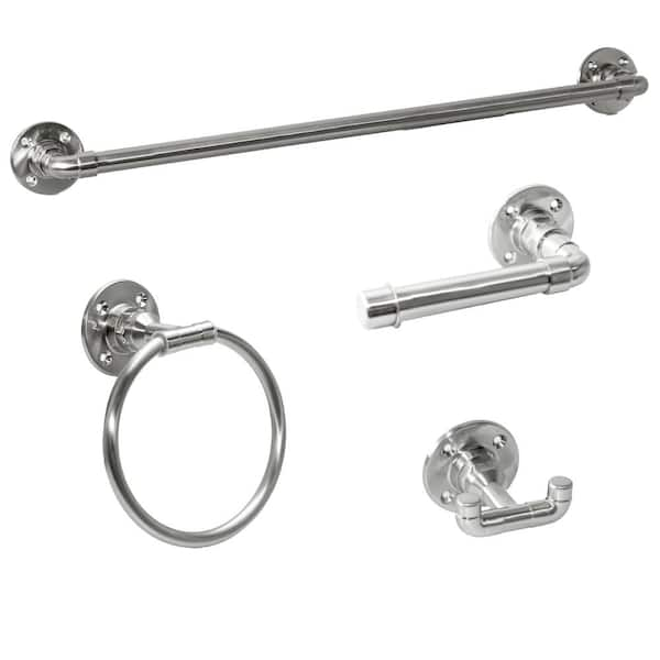 Design House 188706 Kassel 4-Piece Bathroom Accessory Kit Satin Nickel