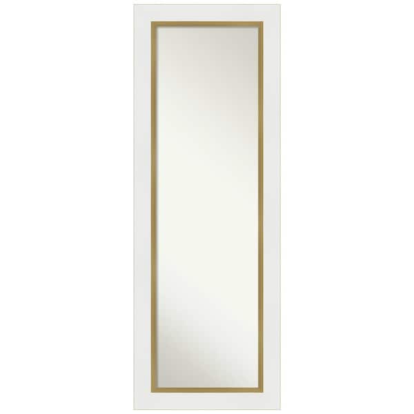 Amanti Art Large Rectangle Satin Gold MetallicWhite Modern Mirror (53.25 in. H x 19.25 in. W)