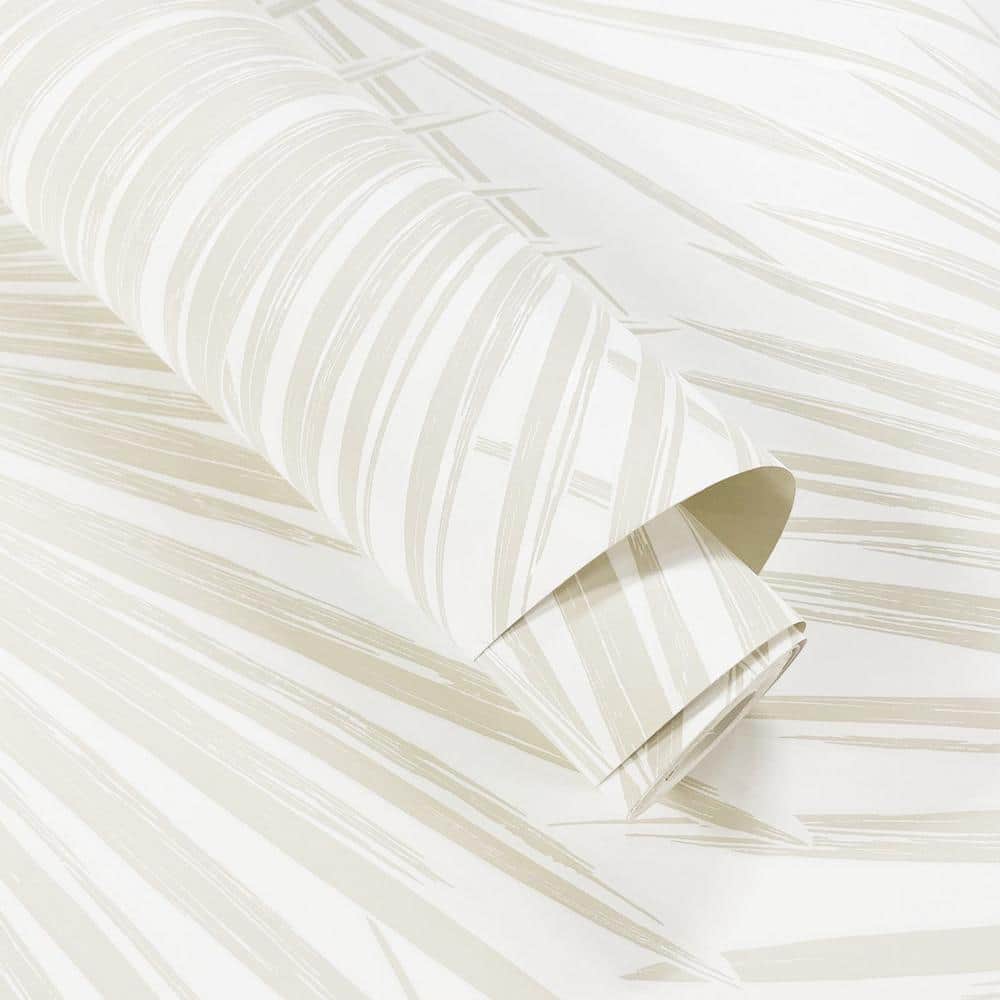 Sea Salt Vinyl Palm Leaf Peel and Stick Wallpaper Roll