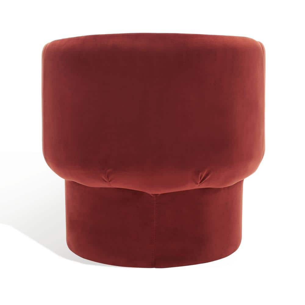 Rust Velvet Barrel Chair with Manufactured Wood Frame
