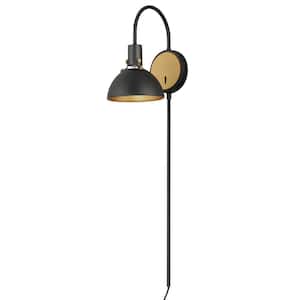 Dawn 7 in. 1 Light Black Pin Up Wall Sconce