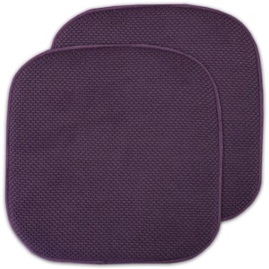 Honeycomb Memory Foam Square 16 in. x 16 in. Non-Slip Indoor/Outdoor Chair Seat Cushion, Eggplant (2-Pack)