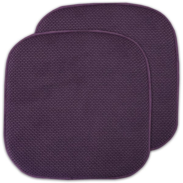 Sweet Home Collection Honeycomb Memory Foam Square 16 in. x 16 in. Non-Slip Indoor/Outdoor Chair Seat Cushion, Eggplant (2-Pack)