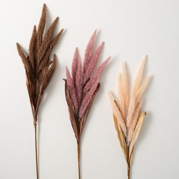 SULLIVANS 35.5" Tall Desert-Hued Grass Plumes - Set of 3; Multicolor