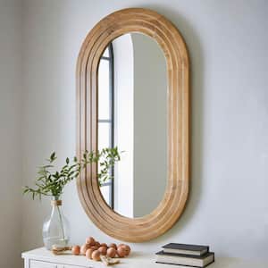 Daverly Brown 28.13 in. W x 51.88 in. H Farmhouse Oval Wood Framed Mirror